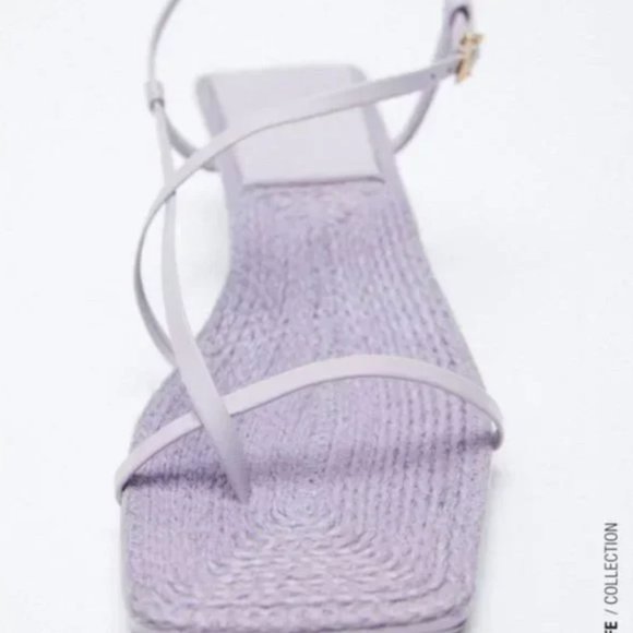 Zara Heeled Leather Sandals with Insole Mauve 7.5 - Picture 6 of 10